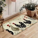 Cartoon Chicken Kitchen Runner Rug - Creative Farm Animal Art Design - Indoor Home Laundry Office Decor Carpet Floor Mat Set