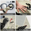 Cartoon Chicken Kitchen Runner Rug - Creative Farm Animal Art Design - Indoor Home Laundry Office Decor Carpet Floor Mat Set